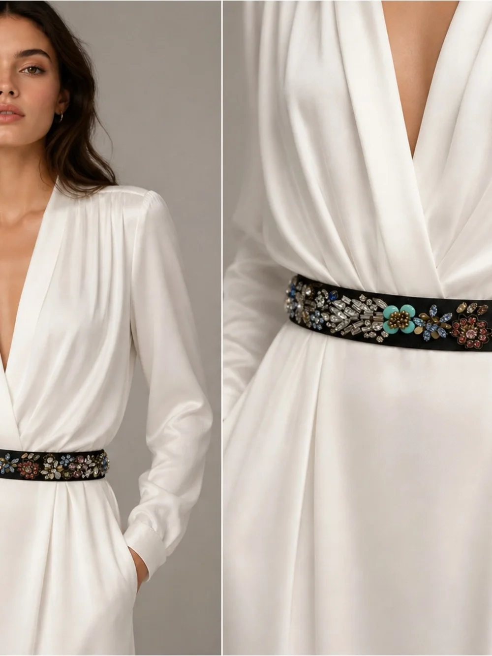 Alexander McQueen Black Embellished Floral Crystal Belt
